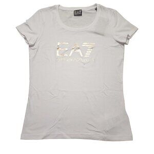Emporio Armani Womens T-shirt Short‎ Sleeve EA7 Logo White Size XL